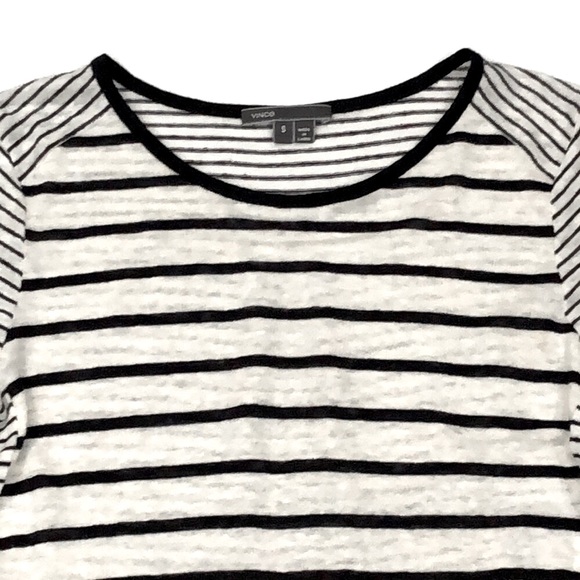 Vince.  Mixed Stripe 100% Linen Long Sleeve Top - Picture 2 of 8